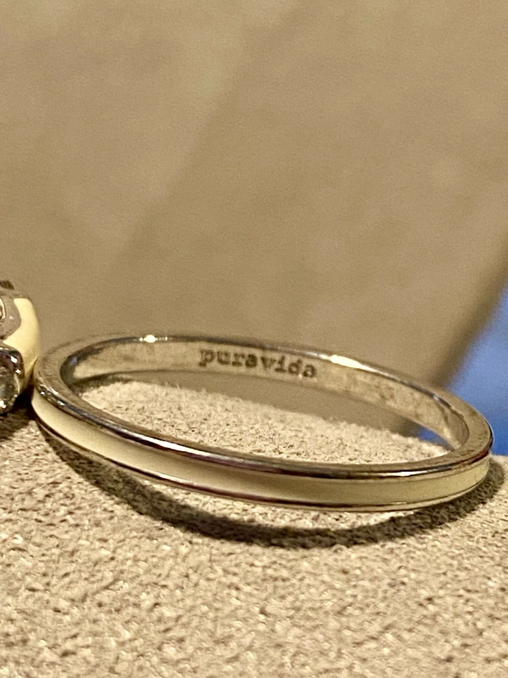 2 Petite Off White Stackable Enamel Rings - Picture 2 of 5